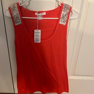 NWT Coral and Sequin Tank